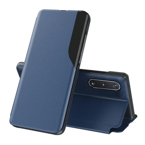 Funda de Cuero Samsung Galaxy A03S Pantalla Lateral 166mm a Prueba de Choques con Soporte (Azul)