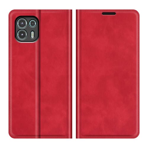 Para Motorola Edge 20 Lite Funda de cuero de succión magnética de la succión magnética de la piel retro-piel con soporte y tragamonedas y billetera (rojo)