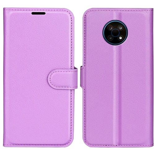 Para Nokia G50 Litchi Texture Horizontal Flip Funda protectora con soporte y tragamonedas y billetera (púrpura)