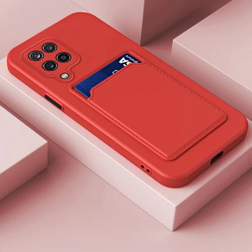 Funda Telefónica Samsung Galaxy A22 5G TPU Piel Tarjeta Contraste Botón (Rojo)
