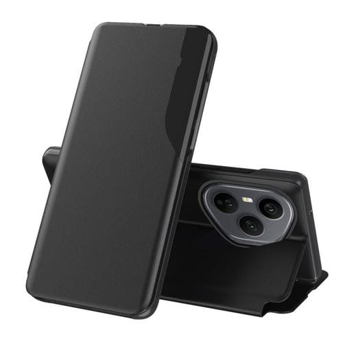 Funda de cuero con tapa abatible para Honor 400 Pro Global (160,8 mm) (negro)