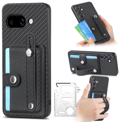 Funda para Google Pixel 9A con Correa, Soporte para Tarjetas, Billetera y Cuchillo (Negro)