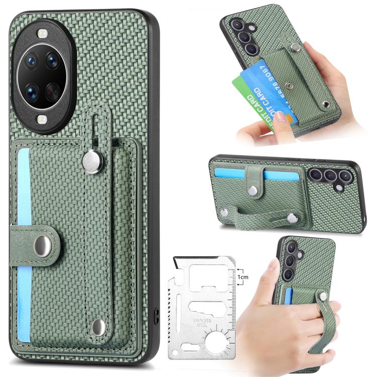 Funda trasera con soporte para tarjeta y correa para Huawei Nova 14, incluye cuchillo (verde)
