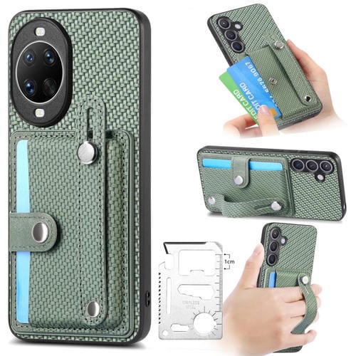 Funda trasera con soporte para tarjeta y correa para Huawei nova 14 Ultra, incluye cuchillo (verde)