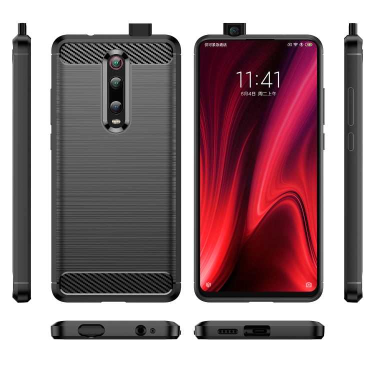 Carcasa de TPU de Fibra de Carbono con Textura Cepillada para Xiaomi Redmi K20 / K20 Pro (Negro)