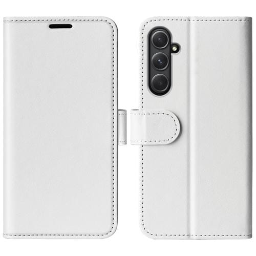 Funda de Cuero para Samsung Galaxy A55 R64 con Tapa Horizontal y Textura (Blanco)