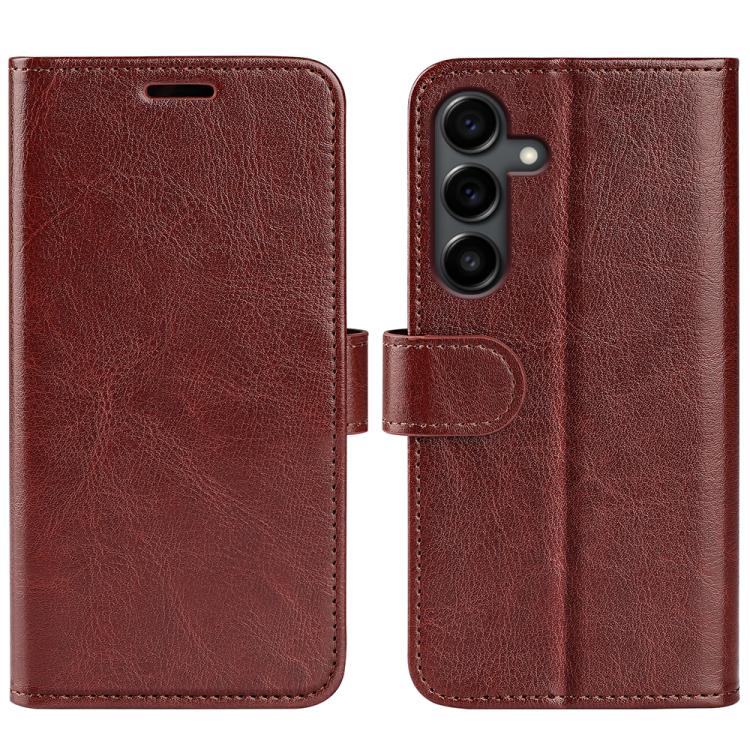 Funda de cuero con tapa horizontal y textura R64 para Samsung Galaxy S25 FE 5G (marrón)