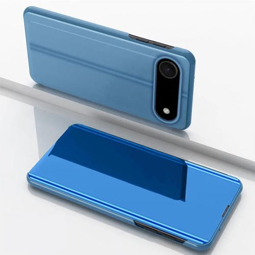 Funda de cuero con tapa horizontal y espejo para iPhone 17 Air con soporte (azul)