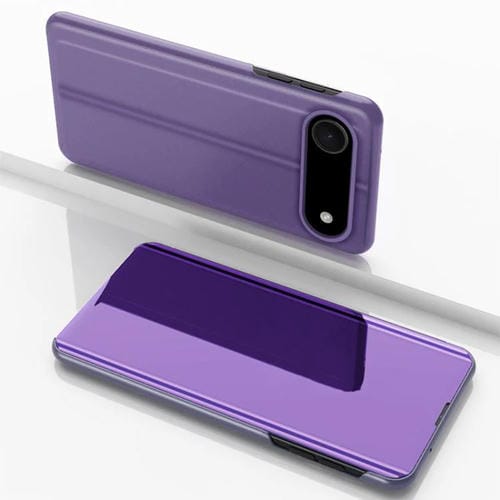 Funda de cuero con tapa horizontal y espejo para iPhone 17 Air con soporte (morado y azul)
