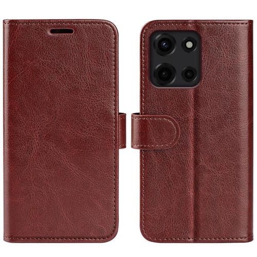 Funda de Cuero con Tapa Horizontal y Textura R64 para Motorola Moto G 5G 2025 (Marrón)