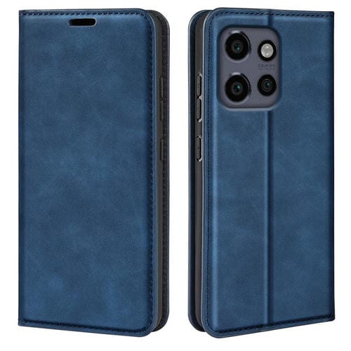 Funda de Cuero con Ventosa Magnética Motorola Moto Edge 50 Neo 5G Retro-Skin (Azul Oscuro)