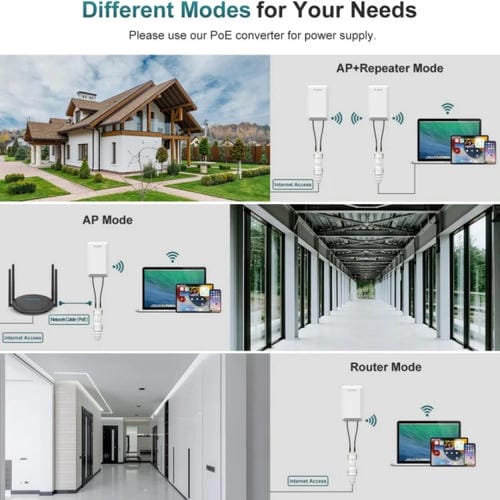 Repetidor AP Inalámbrico Wavlink WN570HP2 Extensor WIFI 300 Mbps Resistente a la Intemperie para Exteriores Enchufe UE