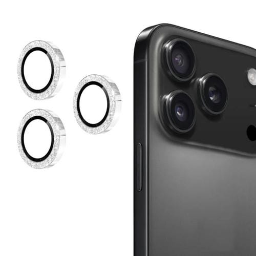 ENKAY Hat-Prince - Película de vidrio templado de aleación de aluminio con purpurina para iPhone 17 Pro/17 Pro Max (plateada)