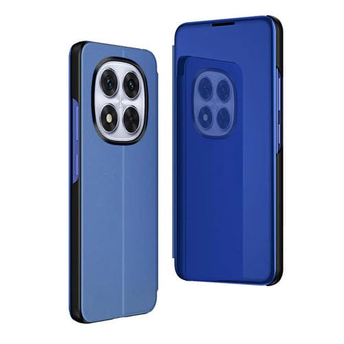 Funda de Cuero con Tapa Horizontal y Espejo Chapado para Xiaomi Redmi Note 14 Pro 5G con Soporte (Azul)