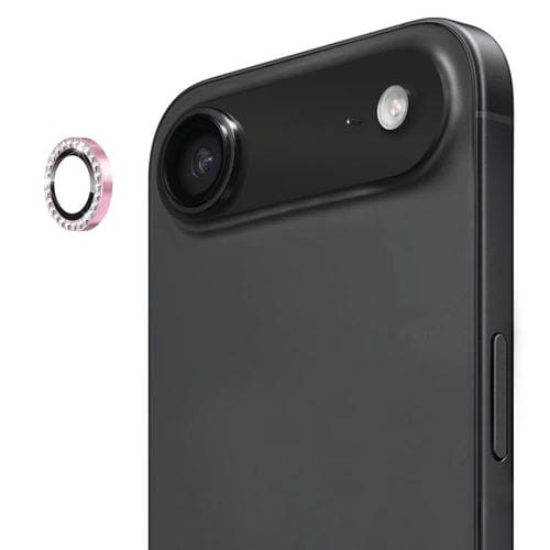 ENKAY AR - Lente de cámara con anillo de diamante individual antirreflejo, película completa de cristal para iPhone 17 Air (rosa)