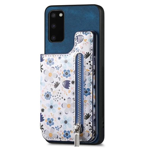 Estuche para Teléfono Samsung Galaxy S20 FE con Billetera y Cremallera Pintada Retro (Azul)