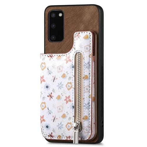 Estuche para Teléfono Samsung Galaxy S21 FE 5G con Billetera y Cremallera Pintada Retro (Marrón)