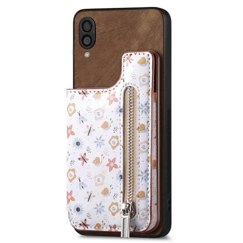 Estuche para Teléfono Samsung Galaxy A30 A20 M10S con Billetera y Cremallera Pintada Retro (Marrón)