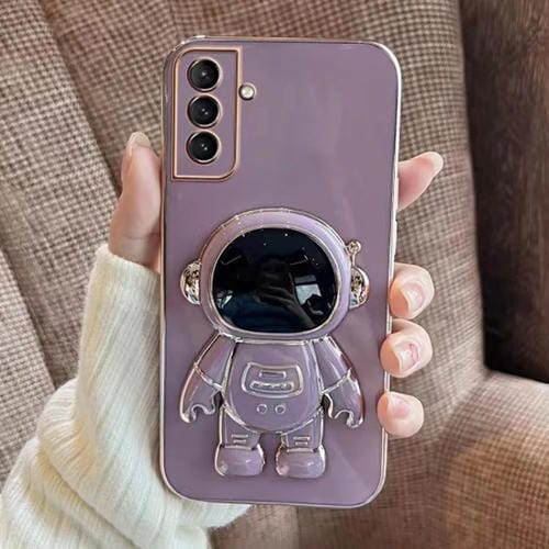 Funda para Teléfono Samsung Galaxy A34 5G con Soporte Astronauta Galvanizado (Púrpura)