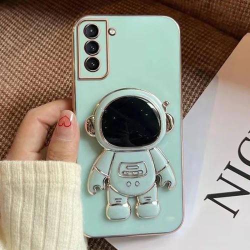 Funda para Teléfono Samsung Galaxy A02S con Soporte Astronauta y Galvanoplastia (Verde)