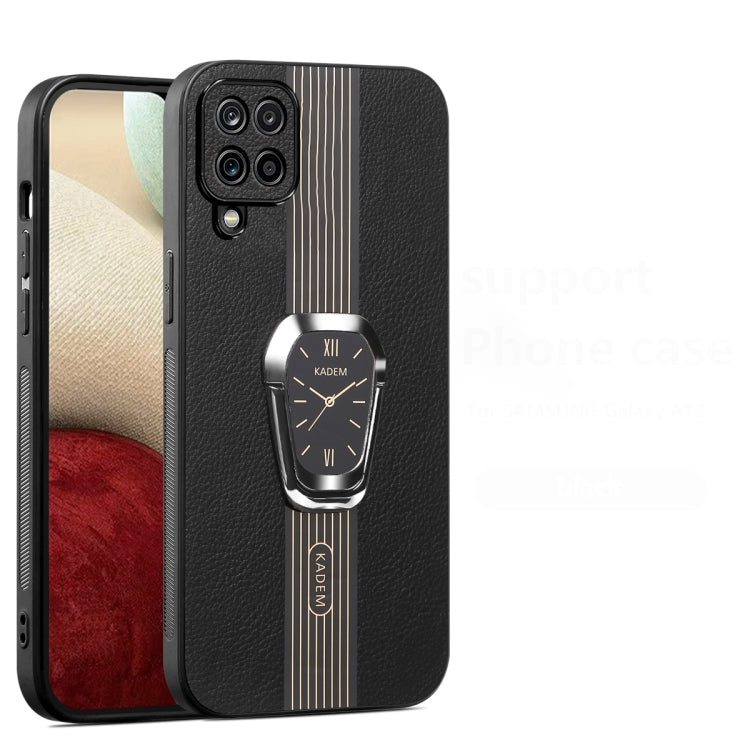 Estuche Magnético para Teléfono Samsung Galaxy A12 4G con Parte Trasera de Cuero Litchi y Soporte (Negro)