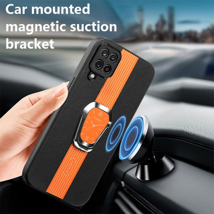 Estuche Magnético para Teléfono Samsung Galaxy A22 4G con Parte Trasera de Cuero Litchi y Soporte (Naranja)