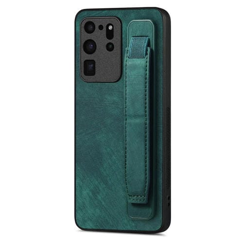 Funda Trasera para Samsung Galaxy S20 Ultra 5G Cuero con Soporte para Pulsera (Verde)