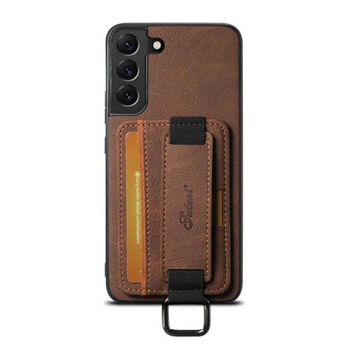 Funda para teléfono Suteni H13 para Samsung Galaxy S22 + 5G con correa de cuero Litchi (Marrón)