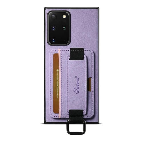 Funda para Teléfono Suteni H13 para Samsung Galaxy Note20 5G con Correa de Cuero Litchi (Púrpura)
