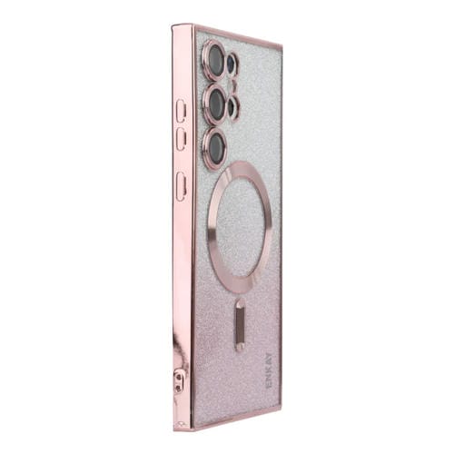 Estuche para Teléfono Enkay Hat-Prince Samsung Galaxy S24 Ultra 5G TPU con Brillo Magnético y Película para Lentes (Rosa)