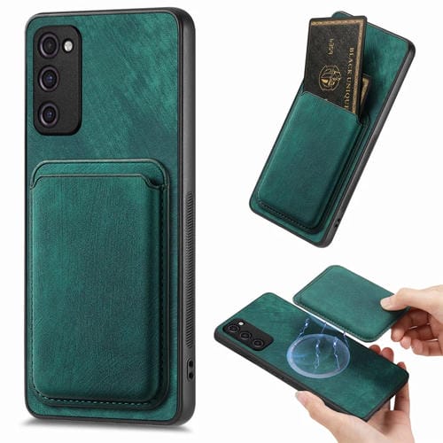 Funda de Teléfono Samsung Galaxy S20 FE Magnética con Bolsa de Tarjeta Cuero Retro (Verde)