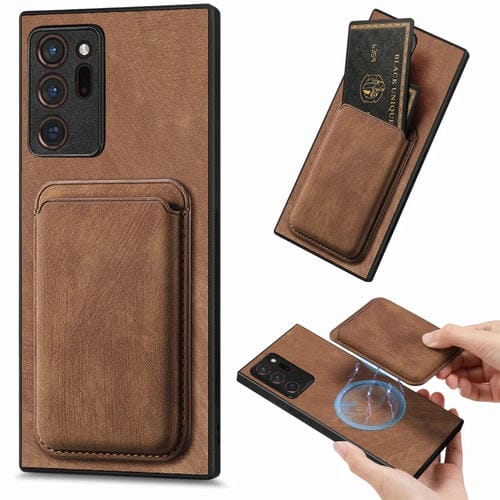 Funda de Cuero Samsung Galaxy Note20 Ultra Magnética con Bolsa para Tarjetas (Marrón)