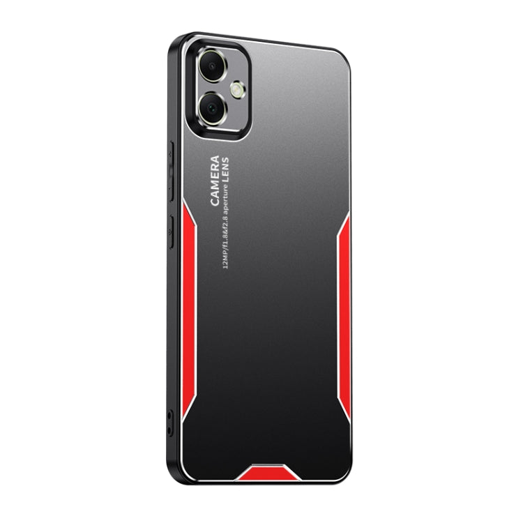 Caja de telĂ©fono hĂbrida de metal y TPU para Samsung Galaxy A05 Blade Series (Rojo)