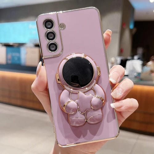 Estuche para Teléfono Samsung Galaxy A35 5G Embrace Stars con Soporte Astronauta Galvanizado (Púrpura)