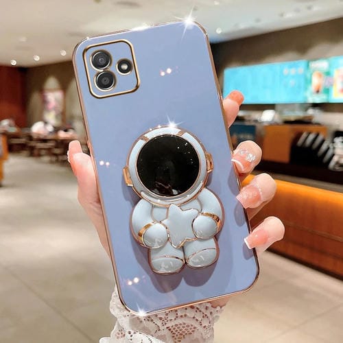 Estuche para Teléfono Samsung Galaxy A04 Embrace Stars con Soporte Astronauta Galvanizado (Azul)