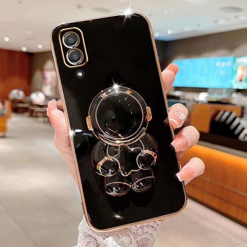 Funda para Teléfono Samsung Galaxy A02 Eu Embrace Stars con Soporte Astronauta Galvanoplastia (Negro)