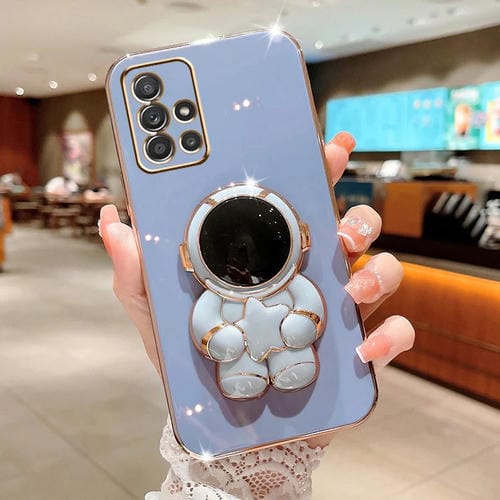 Estuche para teléfono Samsung Galaxy M51 Embrace Stars con soporte para astronauta galvanizado (Azul)