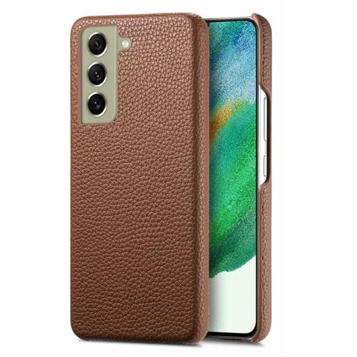 Funda Trasera Samsung Galaxy S21 FE 5G Litchi Oil Edge Cuero (Marrón)