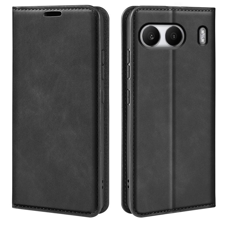 Funda de Cuero con Ventosa Magnética para OnePlus Nord 4 Retro-Skin (Negra)