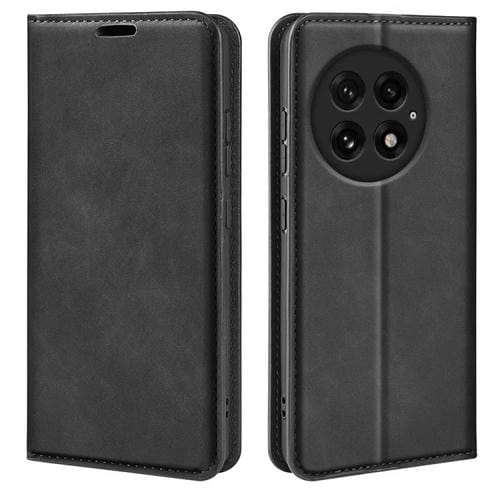 Funda de Cuero con Ventosa Magnética para OnePlus 13 Retro-Skin (Negra)