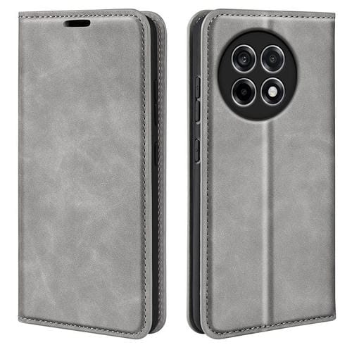 Funda de Cuero con Ventosa Magnética para OnePlus Ace 5 Pro Retro-Skin (Gris)
