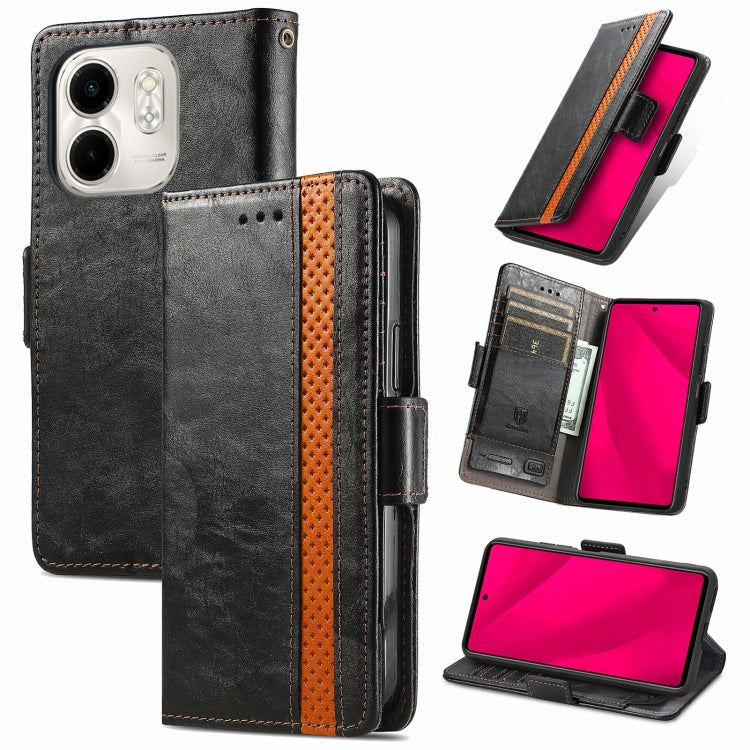 Funda de Cuero con Hebilla Magnética Doble para Teléfono Infinix Smart 9 Caseneo Splicing (Negro)