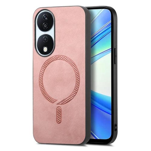 Funda Trasera Magnética de PU para Honor X7B Retro Magsafe (Rosa)