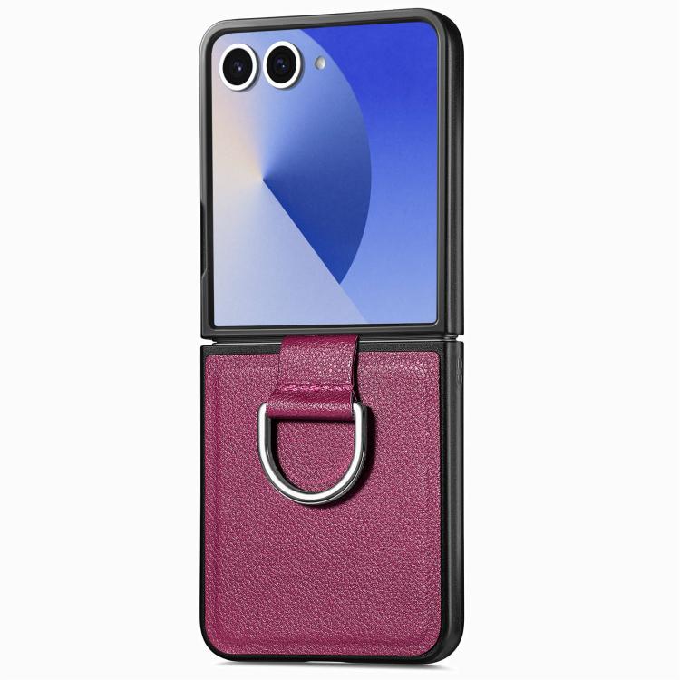 Funda de cuero con textura de lichi para Samsung Galaxy Z Flip7 5G (morado)
