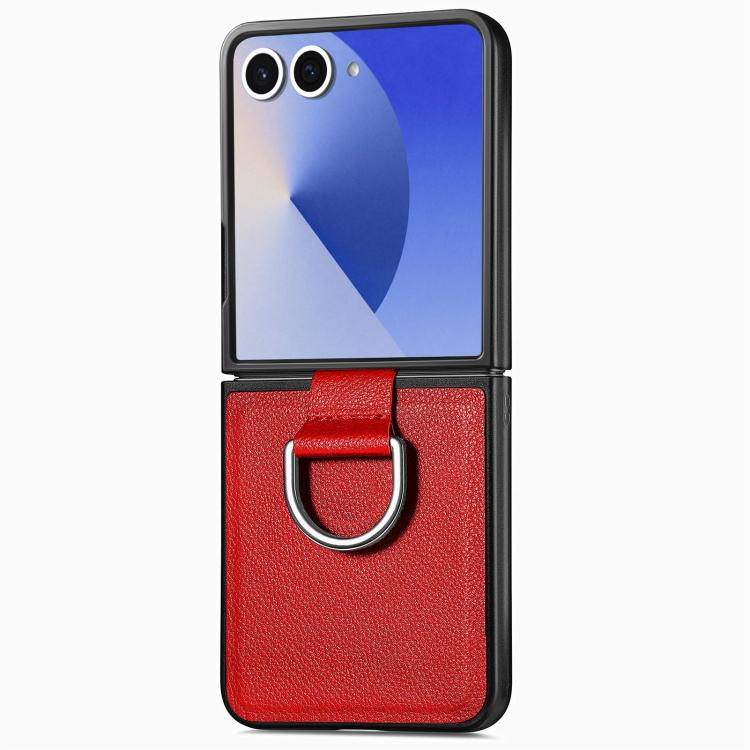 Funda de cuero con textura de lichi para Samsung Galaxy Z Flip7 5G (roja)