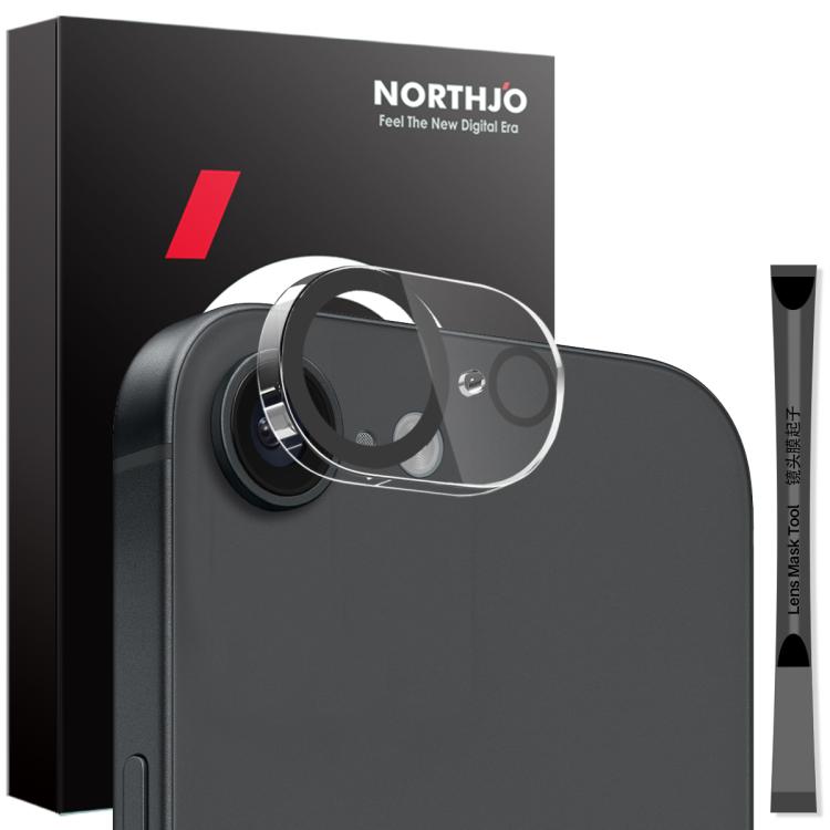 Protector de Lente de Cámara Northjo iPhone 16E Película Vidrio Templado Fotografía Nocturna 3D (Negro)