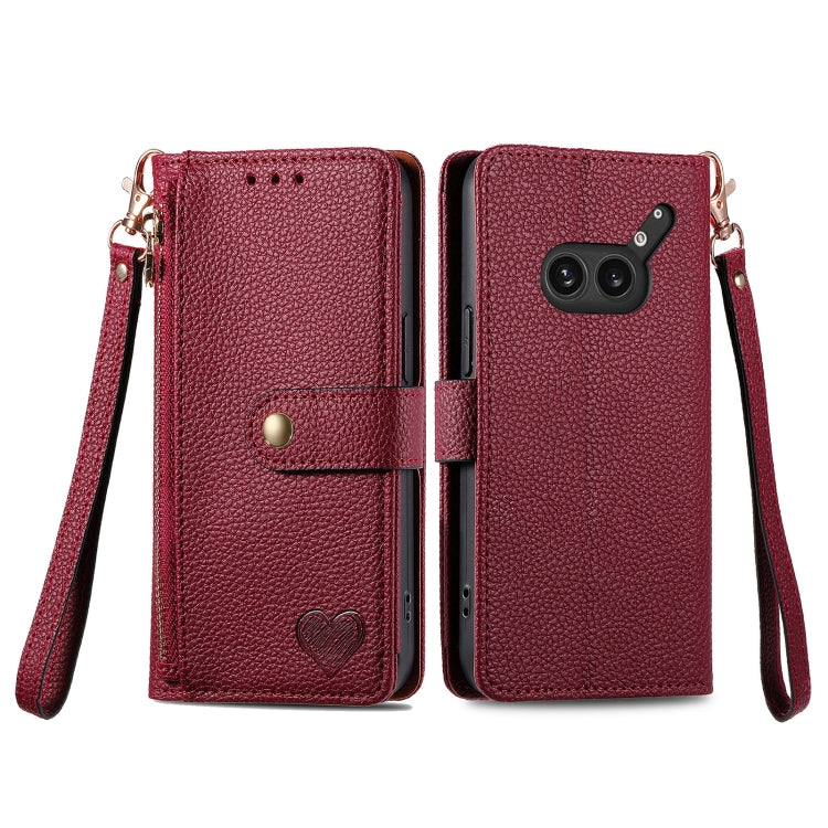 Funda de Cuero con Cordón y Cremallera Love para Teléfono For Nothing 2A Plus (Rojo)