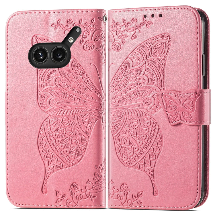 Funda de Cuero For Nothing 2A Plus con Relieve de Mariposa y Flor (Rosa)