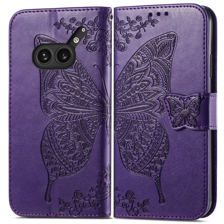Funda de Cuero For Nothing 2A Plus con Relieve de Mariposa y Flor (Morado)