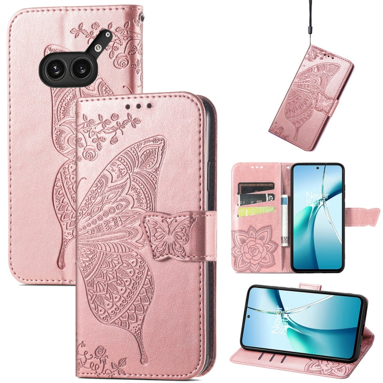 Funda de Cuero For Nothing 2A Plus con Relieve Mariposa y Flor (Oro Rosa)